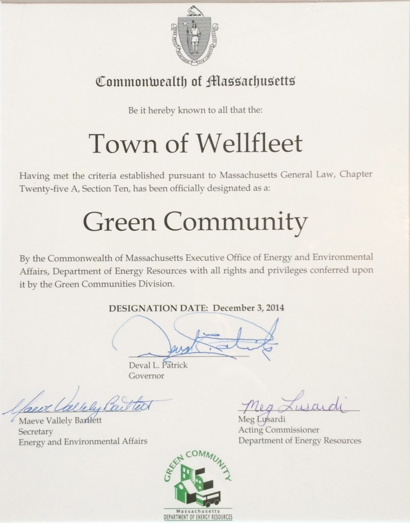Wellfleet obtains Green Community Status